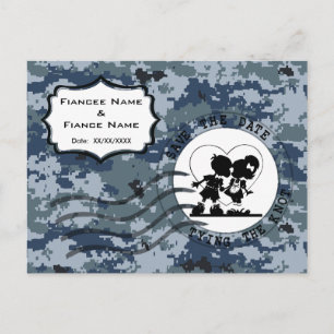 Cartão Postal De Anúncio USN Marinha Salve a Data & Casal