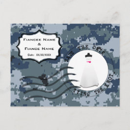 Cartão Postal De Anúncio USN Marinha Salve a Data & Vestido de Noiva
