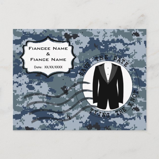 Cartão Postal De Anúncio USN Navy Salvar a Data & Smoking (Frente)