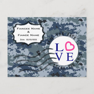 Cartão Postal De Anúncio USN Navy Salve a Data & Amor