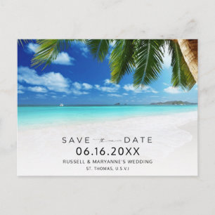 Cartão Postal De Anúncio USVI Casamento de Destino Salvar a Data