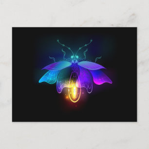 Cartão Postal De Anúncio Vaga-lume Neon no preto