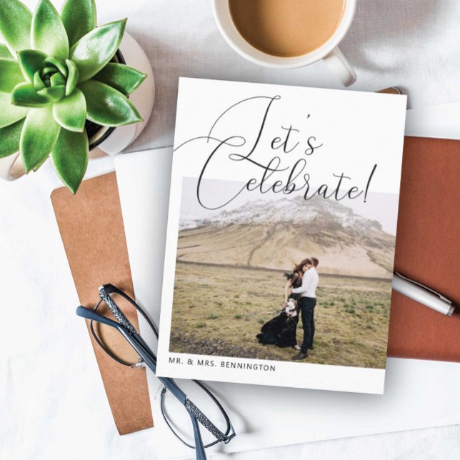 Cartão Postal De Anúncio Vamos Celebrar a Celebração de Casamento (Criador carregado)