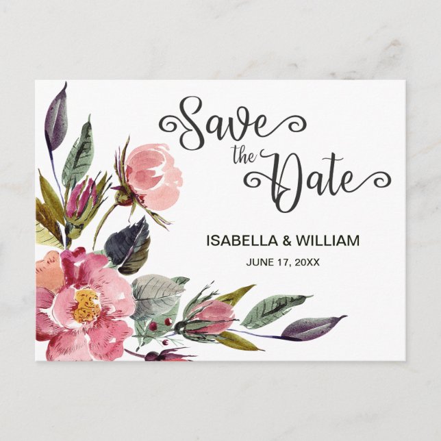 Cartão Postal De Anúncio Verão de flores silvestres Boho Save the Date Casa (Frente)