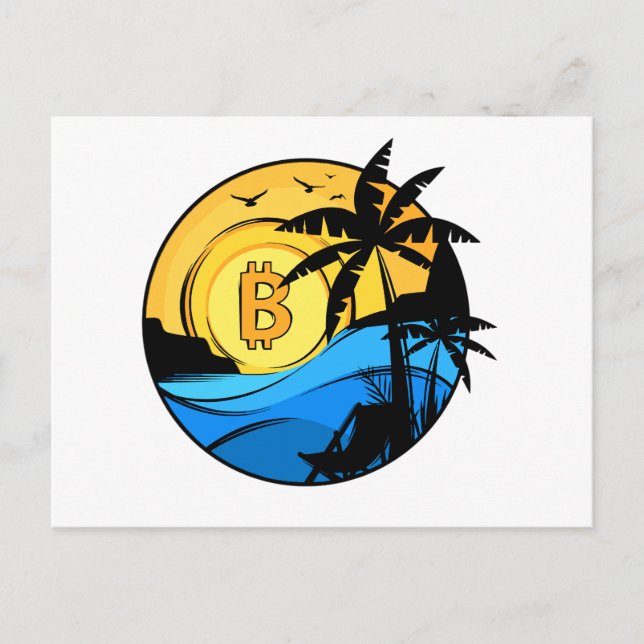 Cartão Postal De Anúncio Verão do Bitcoin - Moeda criptográfica (Frente)