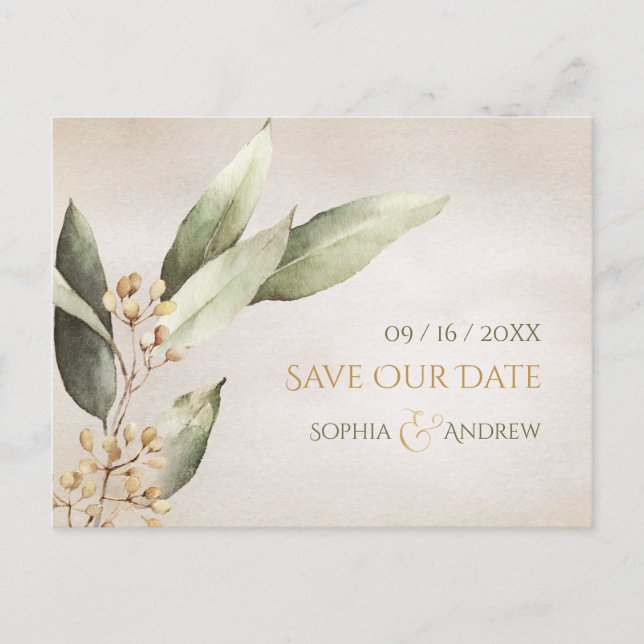 Cartão Postal De Anúncio Verde botânico com vegetação antiga salvando a dat (Frente)