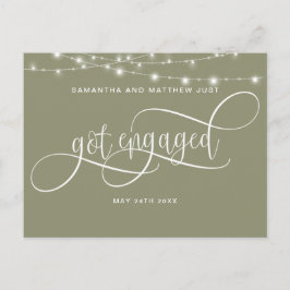 Cartão Postal De Anúncio Verde Sálvia, Luzes de Corda, Fui Noiva, Noivado