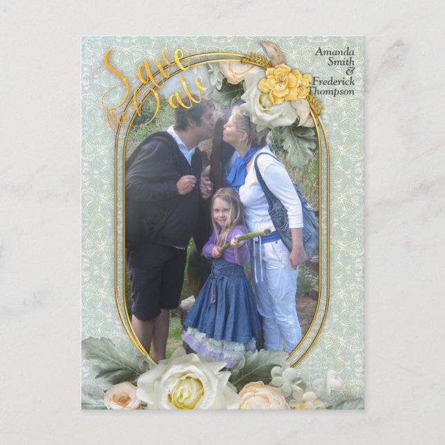 Cartão Postal De Anúncio Verdes claras, amarelas e brancas, Mandalas (Frente)