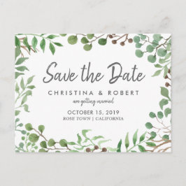 Cartão Postal De Anúncio Verdura Botânica | Folha | Salvar A Data