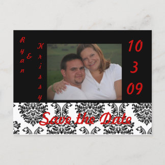 Cartão Postal De Anúncio Vermelho, Preto e Branco