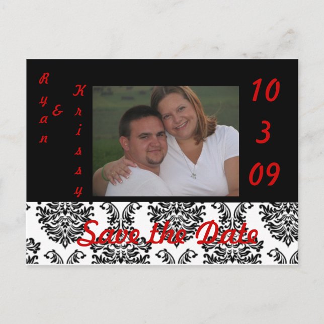 Cartão Postal De Anúncio Vermelho, Preto e Branco (Frente)