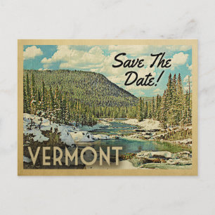 Cartão Postal De Anúncio Vermont Salve A Data Montanha A Neve Do Rio