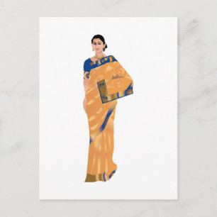 Cartão Postal De Anúncio Vestido Indiano Tradicional Guarda O Cartão De Da
