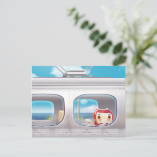 Cartão Postal De Anúncio Viagem de Trem com Gato