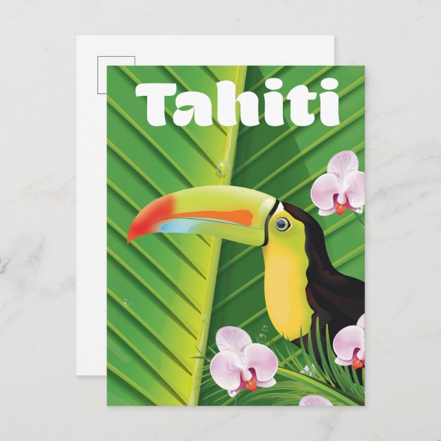 Cartão Postal De Anúncio Viagem do Taiti Toucan (Frente/Verso)
