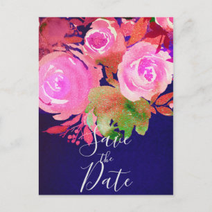 Cartão Postal De Anúncio Vibrante Roxo Moderno Floral de Primavera Salvar a