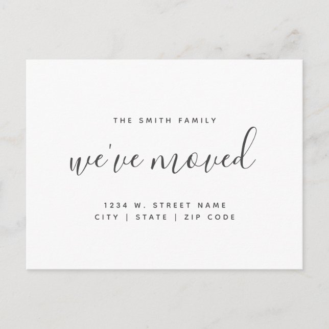 Cartão Postal De Anúncio Viemos visitar a mudança moderna de endereço (Frente)