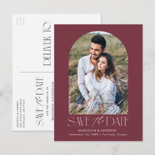 Cartão Postal De Anúncio Vinho Arquivo de Foto Moderno Save the Date