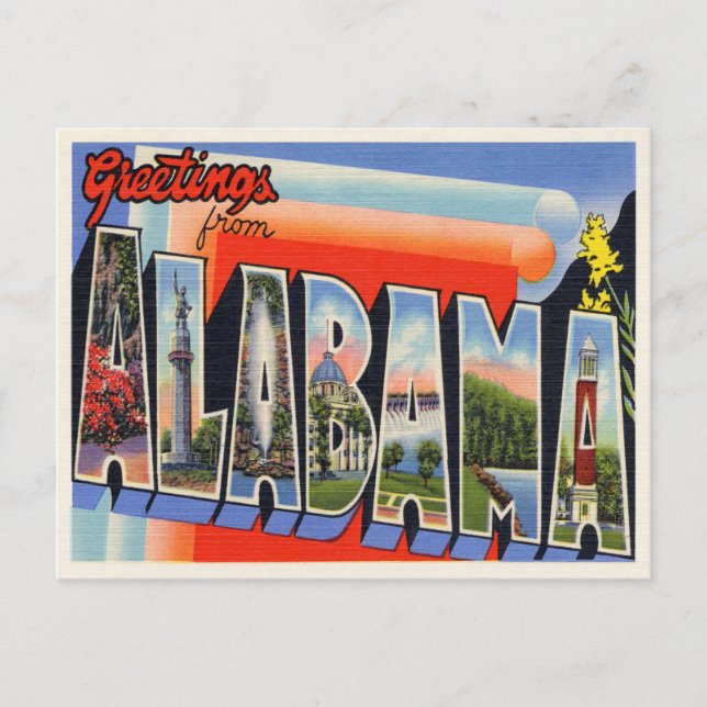 Cartão Postal De Anúncio Vintage Alabama (Frente)