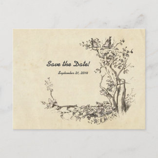 Cartão Postal De Anúncio Vintage Birds Cream Salvar Data