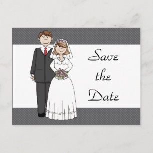 Cartão Postal De Anúncio Vintage Bride & Groom Salvar a Data
