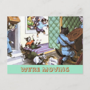 Cartão Postal De Anúncio Vintage Change of Address Postcard with Cats