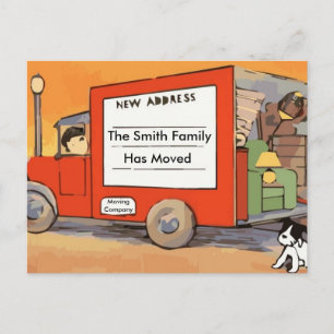 Cartão Postal De Anúncio Vintage Change of Address Postcard with Moving (Al