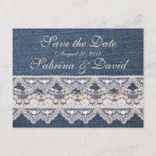 Cartão Postal De Anúncio Vintage Denim e Lace Salvem o Cartão-Postal de Dat