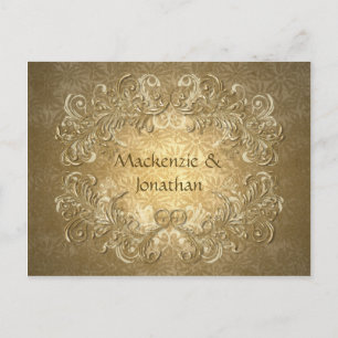 Cartão Postal De Anúncio Vintage Dourado Swirls em Dourado Fundo Salve o Da