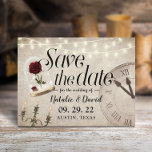 Cartão Postal De Anúncio Vintage Fairytale Wedding Salvar Data<br><div class="desc">Vintage Candelabra & Clock Fairytale Wedding Salve os Anúncios de Data.</div>