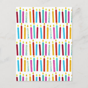 Cartão Postal De Anúncio Vintage - Festa Colorida de Velas de Aniversário