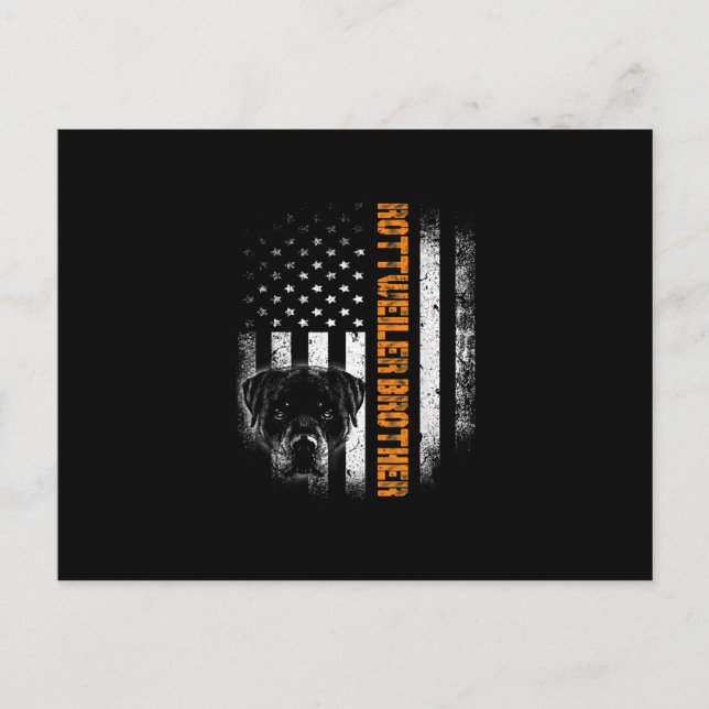 Cartão Postal De Anúncio Vintage Flag Engraçado Cão Rottweiler Irmão Melhor (Frente)
