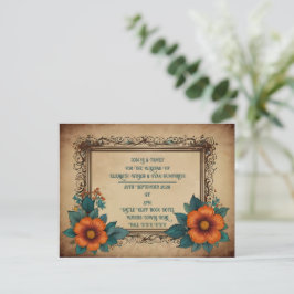 Cartão Postal De Anúncio Vintage Floral Wedding Elegante