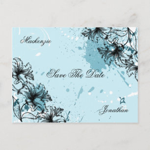 Cartão Postal De Anúncio Vintage Grunge Teal Black Salvar Data