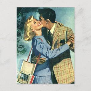Cartão Postal De Anúncio Vintage Love, Romance, Romântico, Salve a Data