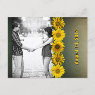 Cartão Postal De Anúncio Vintage Paper Yellow Sunflower Photo Save the Date