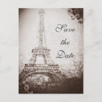 Vintage Paris Eiffel Tower & Rosas Salvar a data