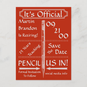 Cartão Postal De Anúncio Vintage Red Retirement Salvar Data