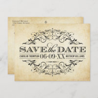 Vintage Rustic Black Flourish Parerging Casamento