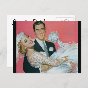 Cartão Postal De Anúncio Vintage Salve a Data!