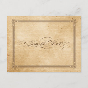 Cartão Postal De Anúncio Vintage Sepia Poster Style Casamento Salve a Data