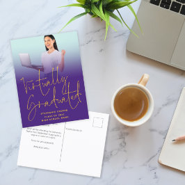 Cartão Postal De Anúncio Virtually Graduated Photo Purple 2022 Graduation 