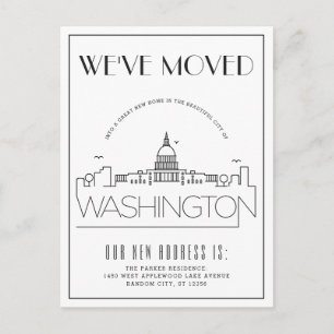 Cartão Postal De Anúncio Washington DC Modern Deco   Mudança de Endereço