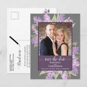 Cartão Postal De Anúncio Watercolor Lilacs Casamento Salva a Cinza de Fotog