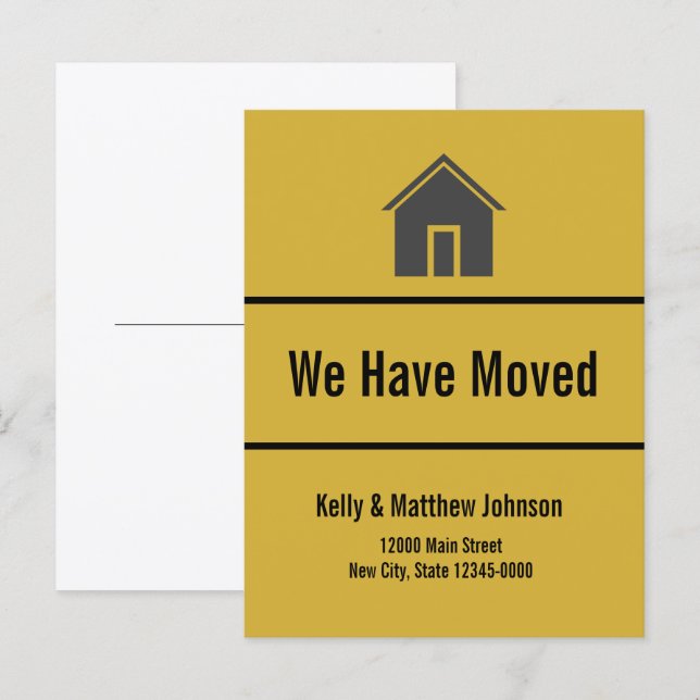 Cartão Postal De Anúncio We Have Moved Black and Gold Moving Announcement (Frente/Verso)