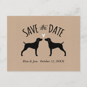 Cartão Postal De Anúncio Weimaraner Silhouettes Casou Salve a Data