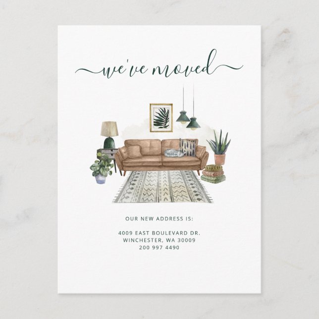 Cartão Postal De Anúncio We've Moved Address Notice Chic Moving (Frente)