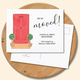 Cartão Postal De Anúncio We've Moved Change of Address Red Door Watercolor