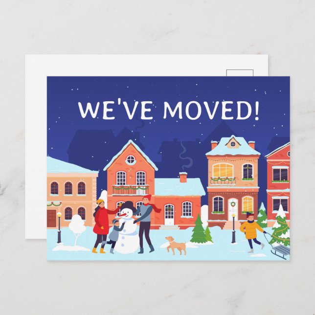 Cartão Postal De Anúncio We've Moved Winter New Home Change of Address (Frente/Verso)