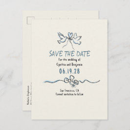 Cartão Postal De Anúncio Whimsical Funky Hand Drawn Save The Date